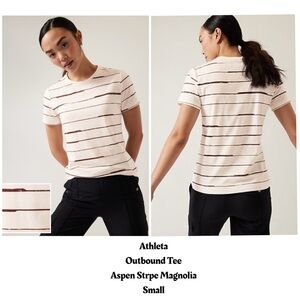 💜 Athleta Outbound Tee Aspen Stripe Magnolia Small EUC